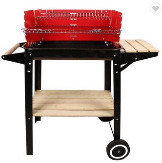 with Side Trays and Storage Shelf Outdoor Patio Garden BBQ Trolley Charcoal Barbecue Grill 